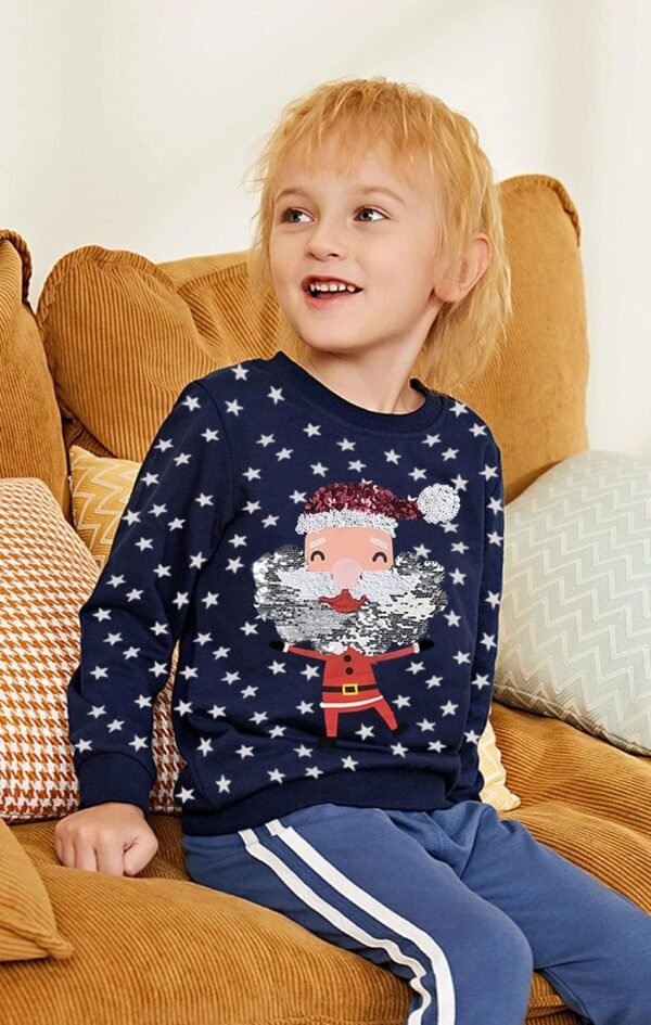 Kids Christmas Jumpers 1-7 Years Boys Girls Xmas Sweatshirts Jumper Toddler Santa Claus Reindeer Tops Present Baby T-Shirts Long Sleeve Cotton Outfits Gifts Tees Crew Neck Casual Winter Clothes – Image 2