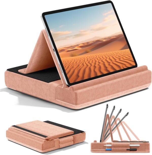 KDD Coussin de Support pour Tablette, Coussin Tablette à Angle Réglable, Porte ipad Pliable, Support iPad Lit avec Support de Stylet pour ipad Pro 12,9 10.5 11 Air Mini, Téléphones, Livres, Pêche