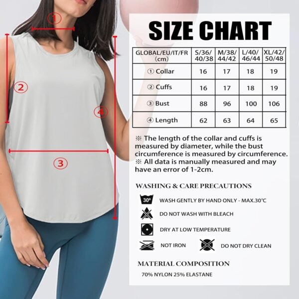 ATRACTIVOLL Débardeur de Sport Femme, Hauts de Yoga Shirt sans Manches, Respirant Rapide léger en Maille, Dos Nageur Gilet T-Shirts pour Running Fitness Gym Exercice Jogging Sportif Tank Tops – Image 6