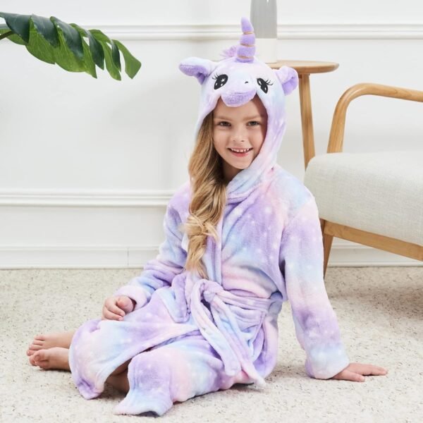 Peignoir Licorne pour Filles Robes de Chambre en Molleton Doux avec Capuche – Image 5