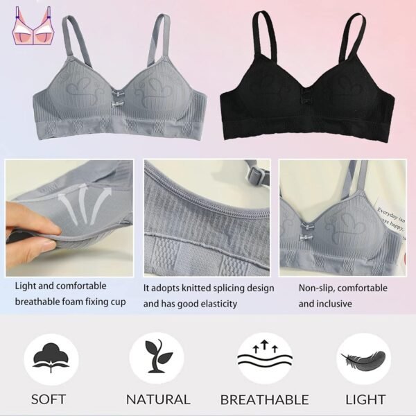 Anntry Soutiens-Gorge en Coton pour Adolescentes sous-vêtements Respirants Soutien-Gorge de Sport avec Bretelles réglables Bralette d'entraînement pour Femmes Filles – Image 3