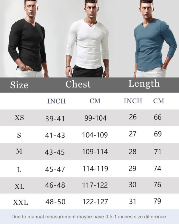 Lehmanlin T-Shirt de Sport à Manches Longues pour Homme, Col en V Extensible, Coupe Musclée, sous-vêtement Décontracté, T-Shirt Thermique Léger pour Homme – Image 6