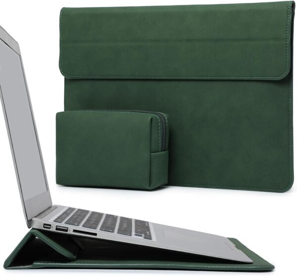 HYZUO 15-16 Pouces Housses Ordinateur Portable Sacoche avec Fonction Stand pour MacBook Pro 16 M4/M3/M2/M1 Pro/Max 2025-2019, XPS 15, MacBook Pro 15 2015-2012, Samsung Galaxy Book Flex 15, Vert Minuit