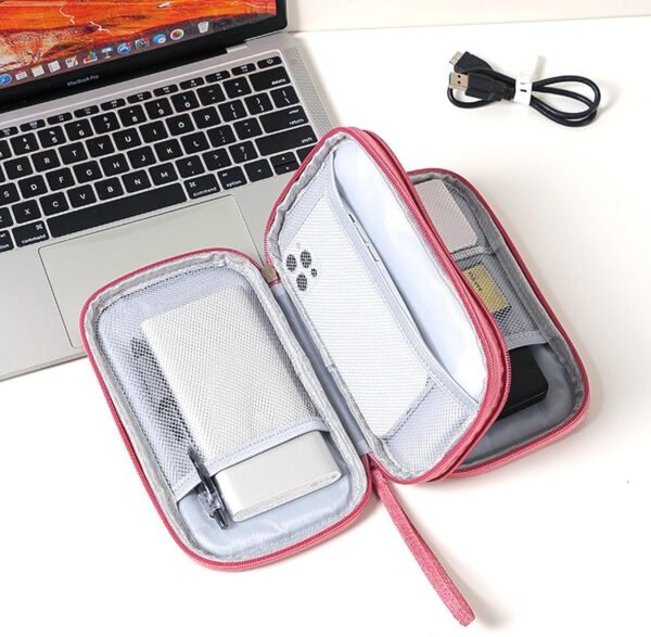 JENCVNL Sac de Rangement Câble, Organisateur Accessoires Électronique, Pochette Câble de Voyage, Organisateur Accessoires de Voyage Coque pour Disque Dur Externe (Marine, S (19 * 11 * 6.5cm)) – Image 6