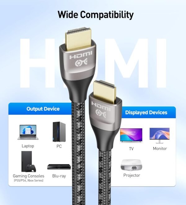 Cable Matters - Câble HDMI Ultra 8K 48 Gbit/s avec connecteurs métalliques et Gaine tressée – Compatible 8K 120 Hz et HDR pour PS5, Xbox Series X/S, RTX3080 / 3090, RX 6800/6900 Apple TV– 2 m – Image 6
