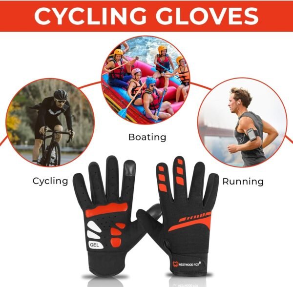 WESTWOOD FOX Gants de Cyclisme–Respirants, Antidérapants,Écran Tactile,Amortissants,Coupe-Vent, Imperméables pour Hommes et Femmes–Idéaux pour Vélo,Moto,Ski,Randonnée,VTT,Camping – Image 3