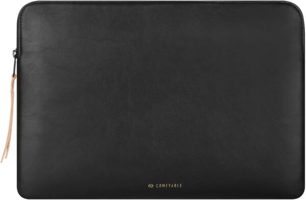 Comfyable Housse Compatible avec MacBook Air 13 Pouces M4 2025 M3 2024-2018, MacBook Pro 13 M2 M1 2022-2016, Pochette en Cuir PU pour Ordinateur Mac, Noir