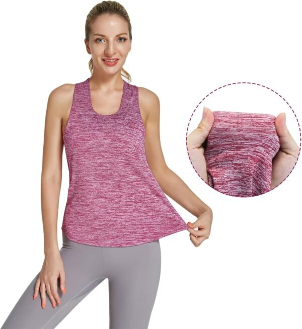 Feelorna Débardeur d'entraînement pour femme, vêtements de sport, sans manches, respirant, léger, pour le yoga, la course – Image 3