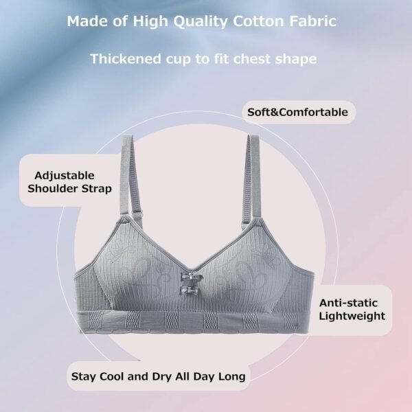 Anntry Soutiens-Gorge en Coton pour Adolescentes sous-vêtements Respirants Soutien-Gorge de Sport avec Bretelles réglables Bralette d'entraînement pour Femmes Filles – Image 2