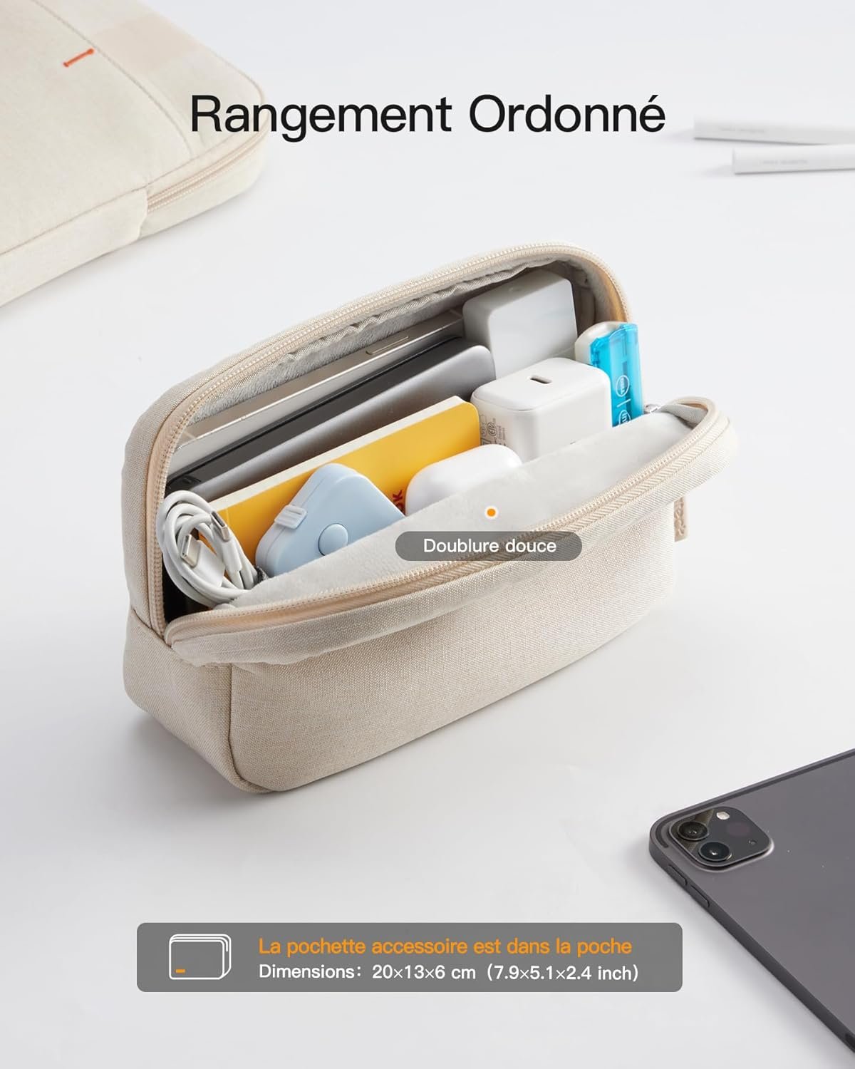 Inateck 360° Protection Housse 13 Pouces Compatible avec 13 MacBook Air M4/M3/M2/M1 2025-2018, 13 MacBook Pro M2/M1 2022-2016, 12.3 Surface Pro 11/10/9/X/8/7/6/5/4/3, XPS 13, Beige – Image 4