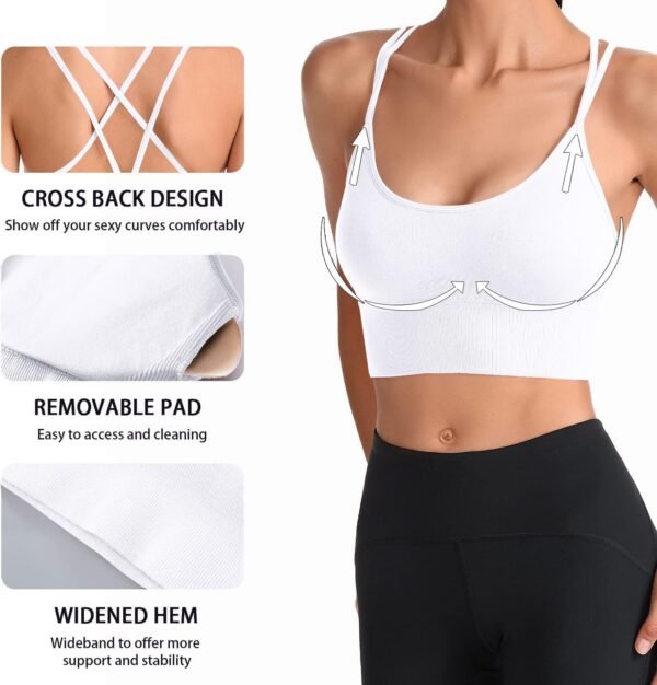 HANERDUN Soutiens-Gorge de Sport Femme Sportswear Haut Sport Brassiere sans Armature Maintien Fort – Image 3