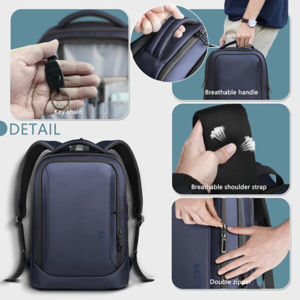 HEROIC KNIGHT Sac à dos Ordinateur Portable Double Port USB Sac a dos Impermeable Léger Antivol Sac à dos homme Design Multifonction pour Travail Voyage Affaires Université – Image 4