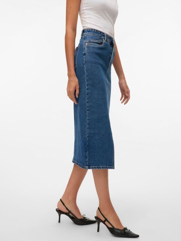 VERO MODA Jupe en Jean Longueur Mollet avec Fente 5 Poches Midi Skirt – Image 7