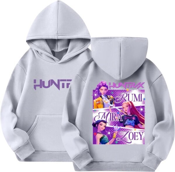 Générique Sweats à Capuche Kpop Demons Hunters Merch pour Fille Imprimés Huntrix Huntr/X Rumi Mira Zoey Pull à Manches Longues K Pop Hauts Décontractés Hoodie Unie Filles Garçons