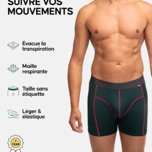 Alternative view of DANISH ENDURANCE Boxer Homme Sport Respirant et Doux, Anti-Frottement, avec Jambe Normale ou Longue, Lot de 3 - Boxer Homme Coton, Caleçon Homme