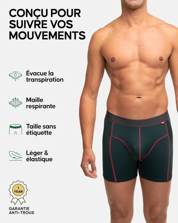 DANISH ENDURANCE Boxer Homme Sport Respirant et Doux, Anti-Frottement, avec Jambe Normale ou Longue, Lot de 3 - Boxer Homme Coton, Caleçon Homme – Image 2