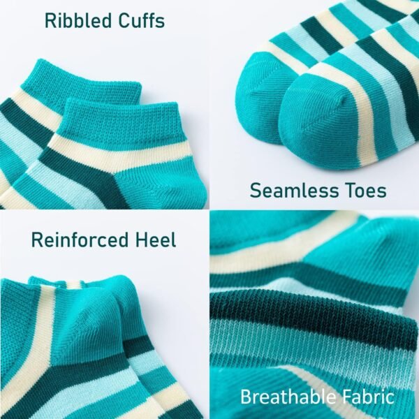 Marchare Filles Sans Couture Chaussettes Rayées Multicolores Chaussettes en Coton pour Enfants pour l'École Lot de 5 paires se traduit en français par – Image 4