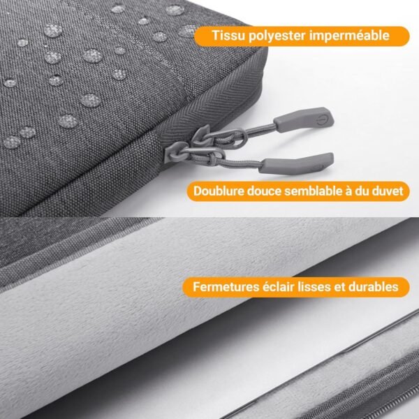 TECOOL 14 Pouces Housse Ordinateur Portable pour 14 Pouces Lenovo Thinkpad HP Dell Acer ASUS Chromebook Notebook Laptop, 15,3 MacBook Air M3 M2, Pochette 14 PC Portable Protection, Gris foncé – Image 4