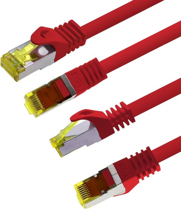 1aTTack.de Câble Réseau Cat7 Cat 7 10 GB/s SFTP - 5x 2m - RJ45 Ethernet LAN DSL Routeur Modem - Rouge – Image 3