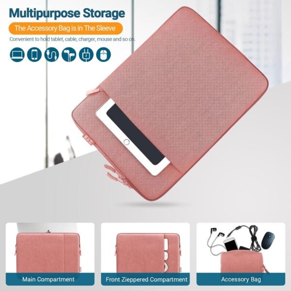 ZYB Housse Ordinateur 13 Pouces Pochette,Étanche Housse pour Macbook Air 13 Pouces M4 M3 M2 M1 2025-2017,MacBook Pro 14/13 Pouces M4 M3 M2 M1 2025 2024-2012 etc 13.3 Portable Protection-Rosa – Image 4