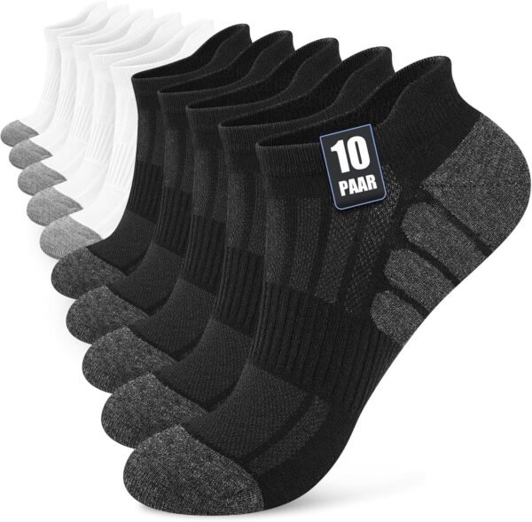 Stoeury 10 Paires Chaussettes Homme Femme, Socquettes Homme en Coton Respirant, Chaussettes Basses Homme Confortables avec Filet Respirant pour Running, Sport