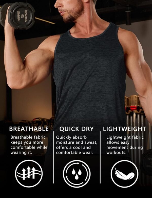 EKLENTSON Débardeur Hommes sans Manches Vêtement Débardeur Séchage Rapide Respirant Muscle Gilets Fitness Sport Tee Shirt – Image 3