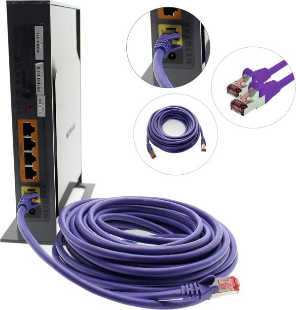 1aTTack.de - 10x 0,5 m câble patch CAT6 S/FTP PIMF blindage CAT.6 câble réseau RJ45 câble Ethernet DSL LAN routeur commutateur modem panneau de brassage - violet - 10 pièces – Image 7