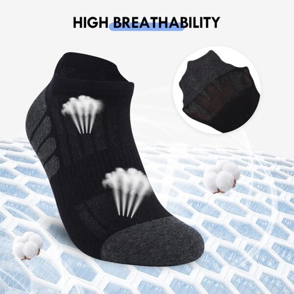 Stoeury 10 Paires Chaussettes Homme Femme, Socquettes Homme en Coton Respirant, Chaussettes Basses Homme Confortables avec Filet Respirant pour Running, Sport – Image 2