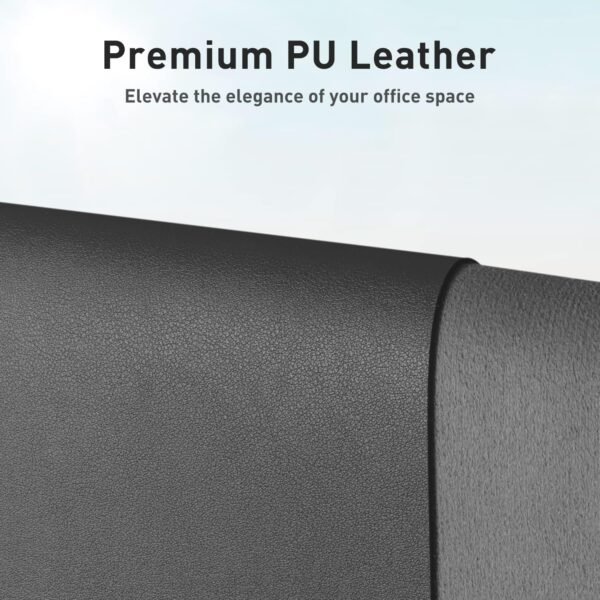 Aothia Sous-main, tapis de bureau en cuir PU, tapis de souris, protection de bureau antidérapante, bloc-notes de bureau étanche pour le bureau et la maison (122x43cm, Gris) – Image 2