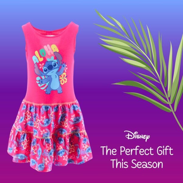 Disney Stitch Robe pour Fille, Robe Coton Doux Motif 'Aloha', Conception Manches Courtes, Tailles 3 à 8 Ans – Image 8