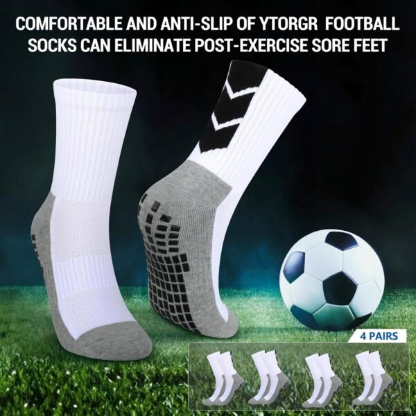 4 Paires Chaussette Antidérapante Foot pour hommes femme Respirantes Antidérapantes Chaussette Grip Football Chaussettes de Sports Basketball Trekking Handball Yoga Aptitude – Image 3