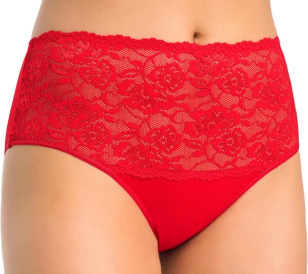 Teyli – Culotte Taille Haute en Coton avec Panneau en Dentelle à l’Avant, conçue pour Un Confort Optimal et Une Silhouette lissée. – Image 3