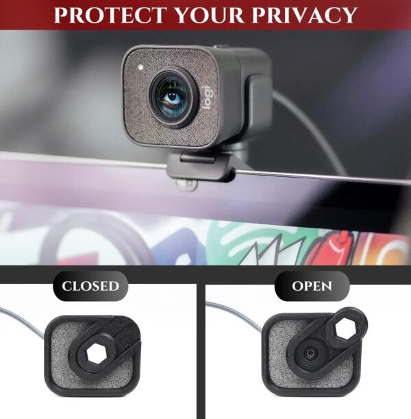 Ricreo Housse Webcam compatible avec Logitech StreamCam Slider Couverture de confidentialité couvrant d'obturation spécialement pour StreamCam de Logitech Camera Shutter Cover, protège votre vie – Image 2