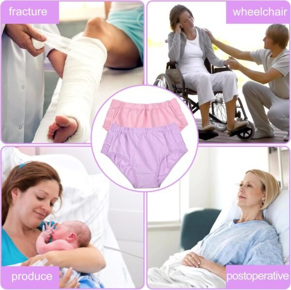 Lot de 2 slips de sous-vêtements adaptatifs faciles pour femme avec fermeture Magic Stick pour patients, personnes âgées. – Image 7
