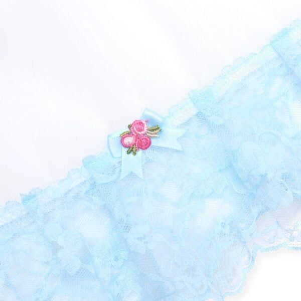 Satini Lingerie Transparente efféminé Nuisette Volants Froufrou Dentelle Slip Complet Vêtements de Nuit – Image 4