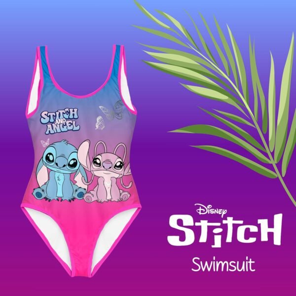 Disney Stitch et Angel Maillot de Bain Une Pièce pour Fille, Maillot de Bain Natation pour Enfant, Tailles 6 à 10 Ans – Image 3