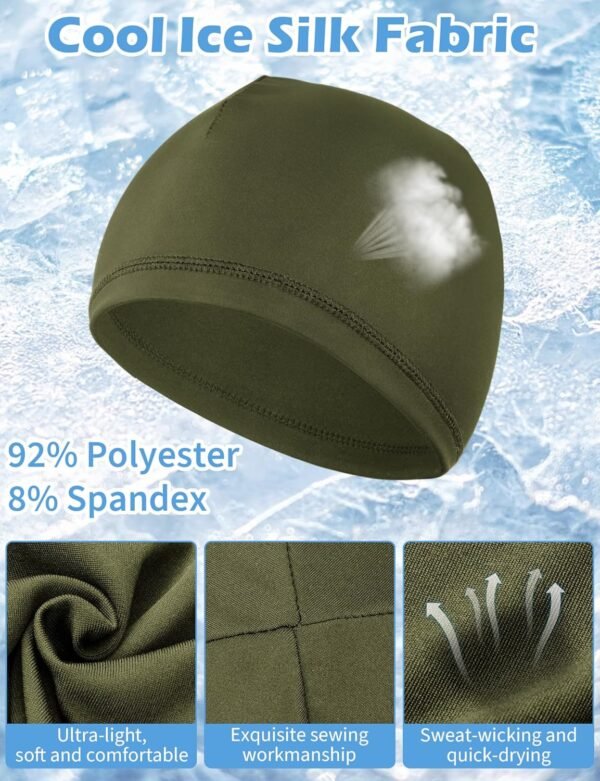 MELLIEX 3 Pièces Bonnets de Cyclisme sous Casque, Bonnet de Sport Respirant en Soie Glacée Été, Multifonctionnelle Skull Cap pour Hommes et Femmes – Image 2