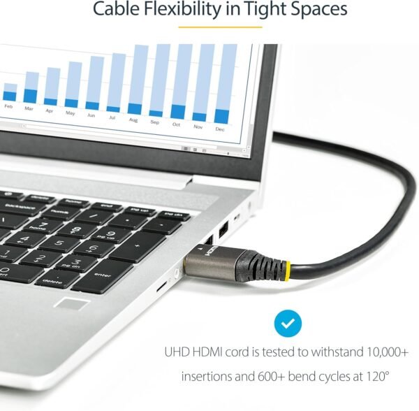 StarTech.com Câble HDMI 2.1 8K - 3m - Câble HDMI Certifié Ultra High Speed 48Gbps - 8K 60Hz/4K 120Hz HDR10+ eARC - Câble Ultra HD 8K HDMI - Écran/TV/Affichage - Gaine Flexible TPE (HDMM21V3M) – Image 4