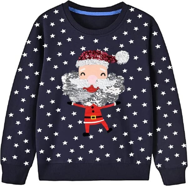 Kids Christmas Jumpers 1-7 Years Boys Girls Xmas Sweatshirts Jumper Toddler Santa Claus Reindeer Tops Present Baby T-Shirts Long Sleeve Cotton Outfits Gifts Tees Crew Neck Casual Winter Clothes – Image 9