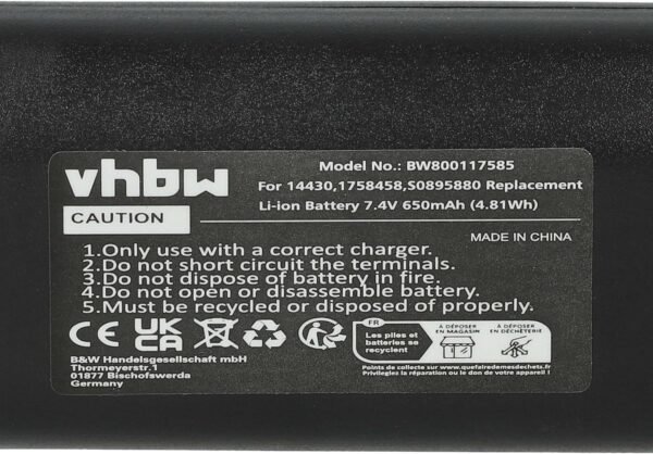 vhbw Batterie Remplacement pour Dymo 1758458, S0895880, S0915380, W003688 pour imprimante, Scanner, imprimante d'étiquettes (650mAh, 7,4V, Li-ION) – Image 5
