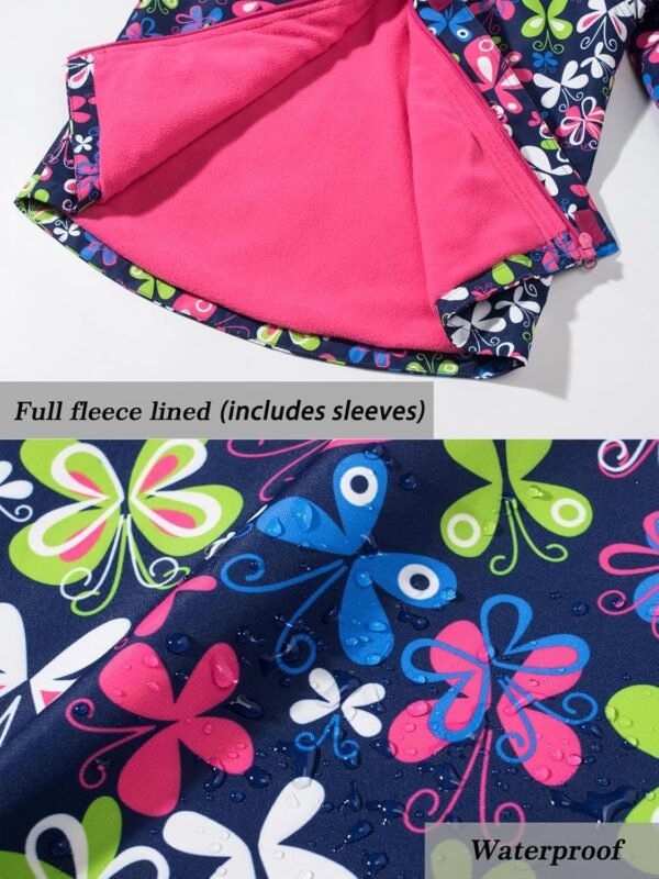 SERENYOU Veste imperméable pour fille avec doublure en polaire et capuche amovible – Image 3