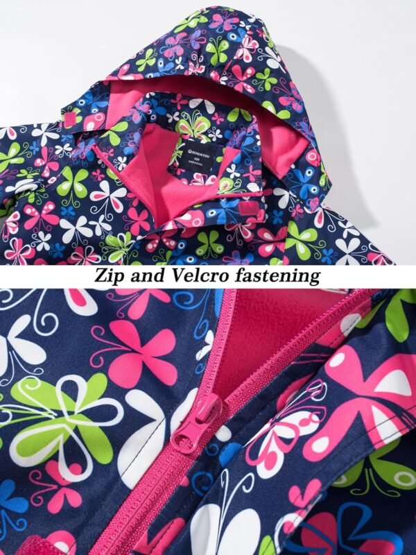 SERENYOU Veste imperméable pour fille avec doublure en polaire et capuche amovible – Image 4