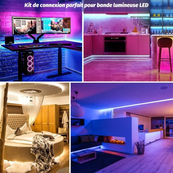 REDTRON Kit de connecteurs pour ruban LED, 2pcs Séparateur de Bande LED 4 Broches 1 à 2 Câble Diviseur Connecteur à 4 Broches pour ruban LED RVB 5050 3528 2835 Accessoires de DIY – Image 7