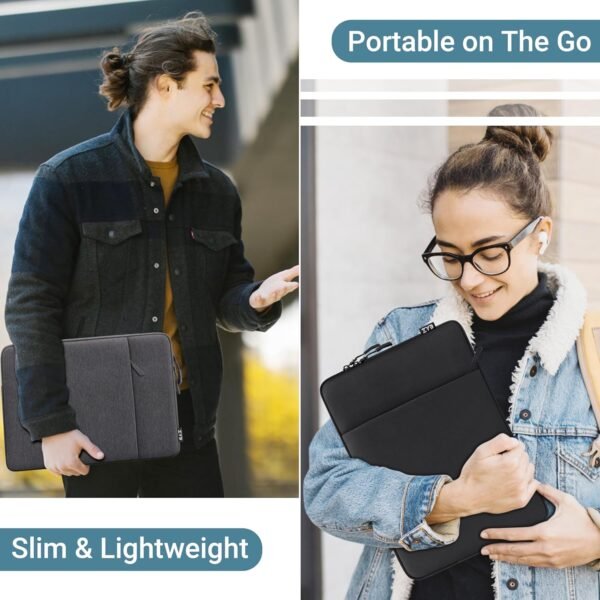 ZYB Pochette Ordinateur 15.6 Pouces, Étanche Housse Ordinateur 15 15,6 Pouces pour 15" Notebook Lenovo Thinkpad Ideapad HP Dell Acer ASUS Chromebook Mac 15 16 etc Pochette PC Portable 15.6"-Gris Foncé – Image 6