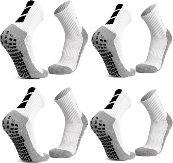4 Paires Chaussette Antidérapante Foot pour hommes femme Respirantes Antidérapantes Chaussette Grip Football Chaussettes de Sports Basketball Trekking Handball Yoga Aptitude – Image 4