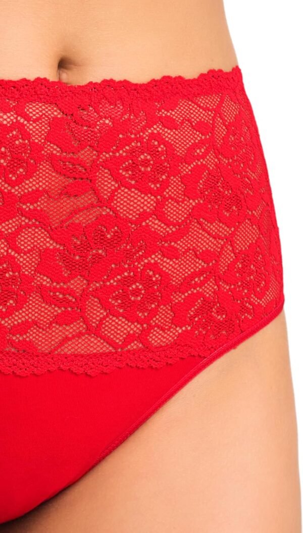 Teyli – Culotte Taille Haute en Coton avec Panneau en Dentelle à l’Avant, conçue pour Un Confort Optimal et Une Silhouette lissée. – Image 5