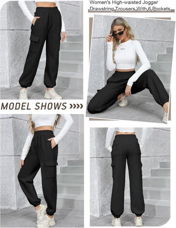 heekpek Pantalon Cargo pour Femme Pantalons de Jogging en Coton Doublé de Polaire Pantalon Large à Taille Haute Automne Hiver Vêtements de Sport pour Le Yoga, Le Fitness – Image 3