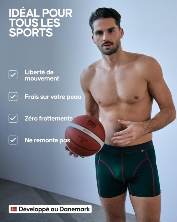 DANISH ENDURANCE Boxer Homme Sport Respirant et Doux, Anti-Frottement, avec Jambe Normale ou Longue, Lot de 3 - Boxer Homme Coton, Caleçon Homme – Image 3