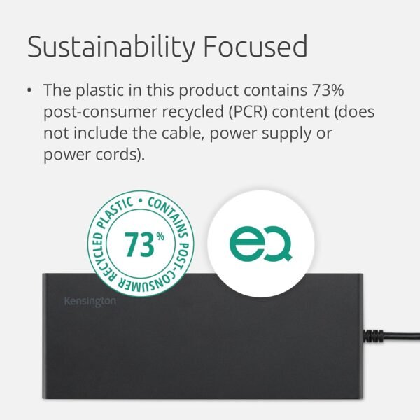 KENSINGTON SD4842P - Station d'accueil USB-C 10-en-1 avec 3 Sorties Vidéo HD 1080p @120Hz, Alimentation 100W, 5 Ports USB Plug & Charge, Coque Externe Fabriquée avec 70% de Matériaux Recyclé K32810EU – Image 2