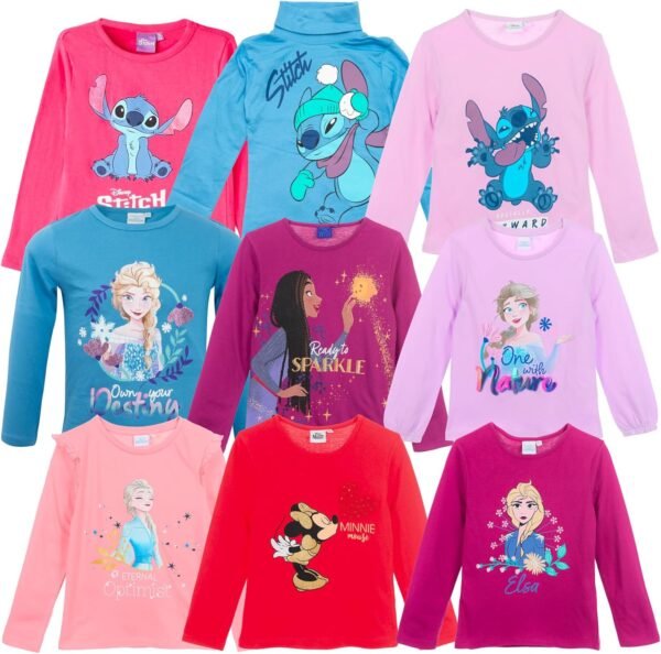 Characters Cartoons - Fille - T-shirt T-shirt à manches longues 100 % coton personnages de dessins animés